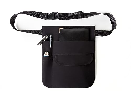 Durable 4 Pocket Server Pouch Apron w Hidden Back Pocket • Adjustable Web Belt and Clip • Made in USA