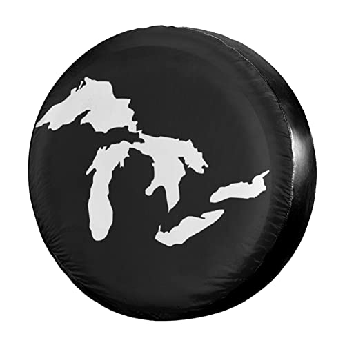 Foruidea State of Michigan Great Lakes Spare Tire Cover Dust-Proof Wheel Tire Cover Fit Trailer, RV, SUV and Many Vehicle 14 Inch
