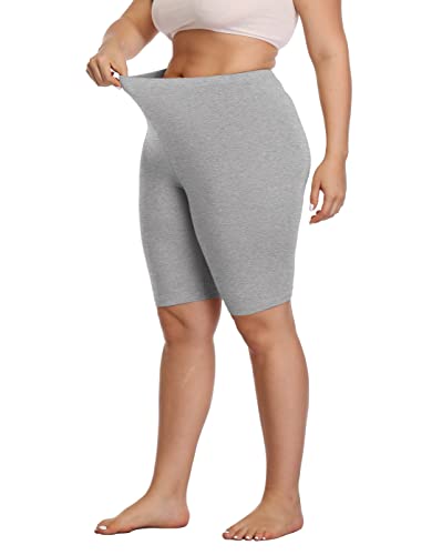 DITSONEO Plus Size Short Leggings for Women Knee Length Leggings Pant Mid Thigh Stretch Shorts (3XLarge, Gray)