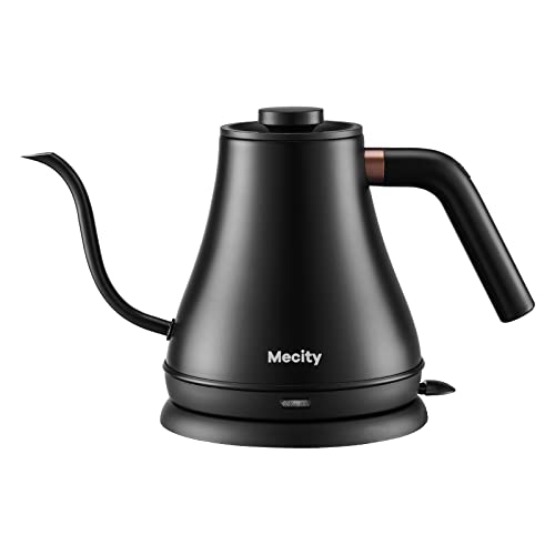 Mecity Electric Kettle Gooseneck Water Kettle Stainless Steel Tea Kettle Water Boiler Fast Heating, Auto Shut Off, 27 fl oz, 1000W, Matte Black