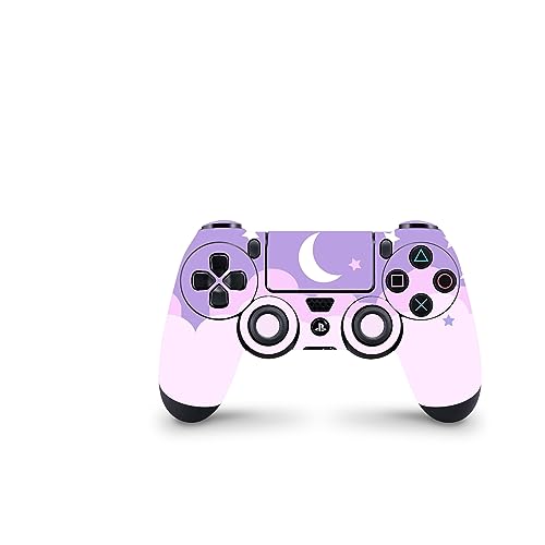 ZOOMHITSKINS PS4 Controller Skin, Compatible for Playstation 4 Controller, Crescent Pink Purple Moon Cloud Sky Luna Cute, Durable, Fit PS4, PS4 Pro, PS4 Slim Controller, 3M Vinyl, Made in The USA