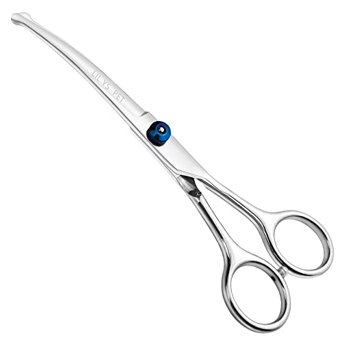 LILYS PET 6.5' Right-handed Pet Round-Tip Grooming Stainless steel Safety Grooming for Dogs and Cats (Curved Scissor)