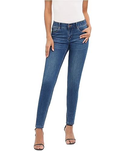 MetHera Women's Le Mel Classic Mid Rise Stretch Skinny Shaping Jegging Denim Jeans (8, Blue Rose)