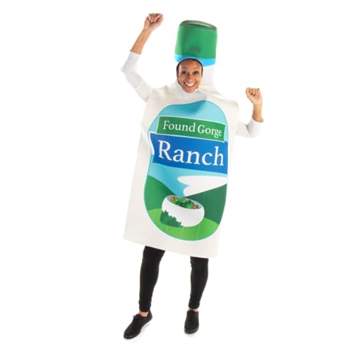 Single Condiment Food Costume | Slip On Halloween Costume for Women and Men| One Size Fits All | Ranch Bottle