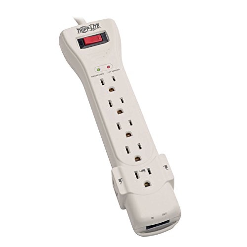 Tripp Lite 7 Outlet Surge Protector Power Strip, 15ft. Extra Long Cord, Right Angle Plug, Fax/Modem Protection, RJ11, 75K Insurance & Manufacturer's Warranty (SUPER7TEL15)