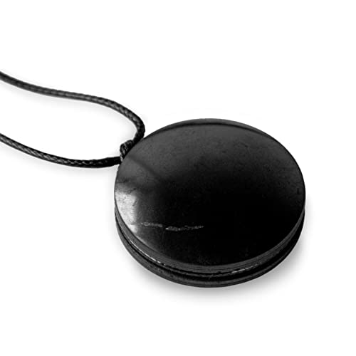 Karelian Heritage Shungite Stone Necklace Protection Amulet Tablet Shungite Pendant Jewelry for Men and Women PE29