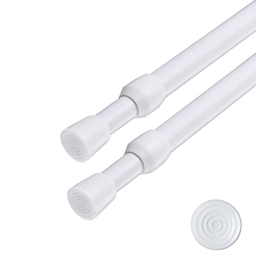 2 Pack Spring Tension Curtain Rod Adjustable 28-43 Inches，5/8' Diameter, White
