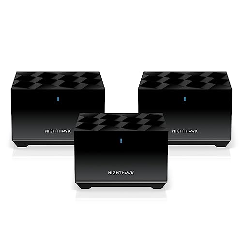 NETGEAR Nighthawk Tri-band Whole Home Mesh WiFi 6 System (MK83) AX3600 Router with 2 Satellite Extenders, Coverage up to 6,750 sq. ft. and 40+ devices