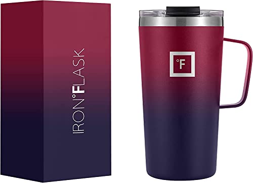 IRON °FLASK Grip Coffee Mug - 16 Oz, Leak Proof, Vacuum Insulated Stainless Steel Bottle, Double Walled, Thermo Travel, Hot Cold, Water Metal Canteen