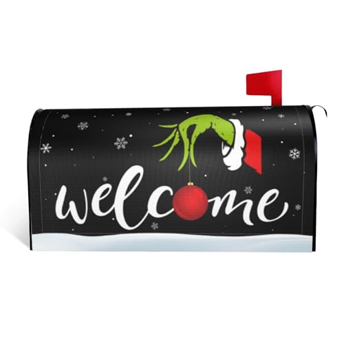 Christmas Mailbox Cover Magnetic Welcome Winter Welcome Mailbox Wraps Post Letter Box Cover for Garden Yard Home Decor Standard Size 21' x 18'