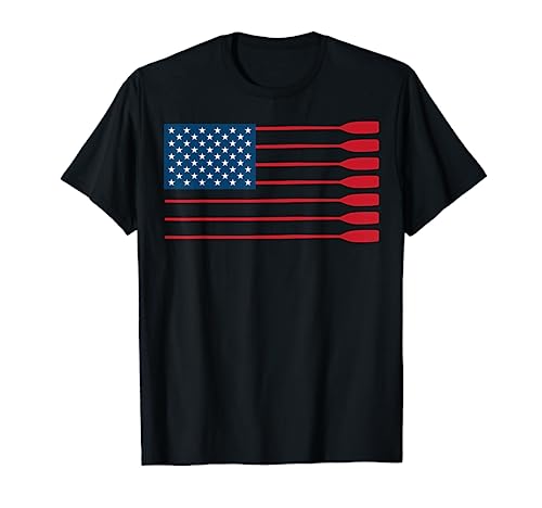 Cool American Flag Rowing Oar Funny Paddle Lover Rowers T-Shirt