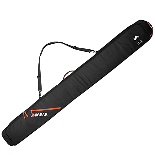 Unigear Ski Bag for Air Travel, 360° Fully Padded Protection, Water-Resistant and Durable up to 192cm for Snow Air Travel Transport (Black)