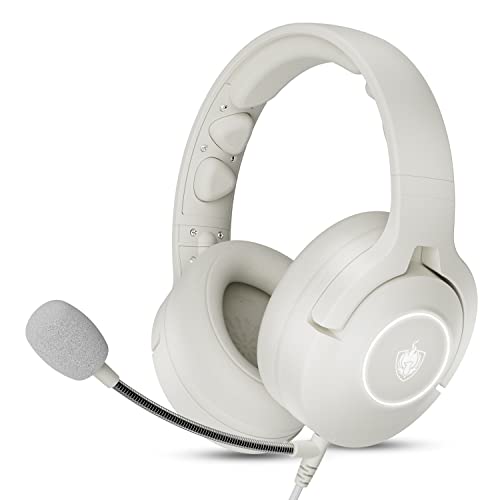 PHOINIKAS PS4 Gaming Headset for PS5, PC, Nintendo Switch, Q9 Over Ear Headphones with Detachable Mic, Wireless Bluetooth Music Headphones only for Phone/Laptop/Table (White)