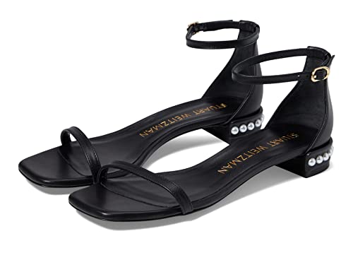 Stuart Weitzman Nudistcurve Pearl Flat Sandal Black 8.5 B