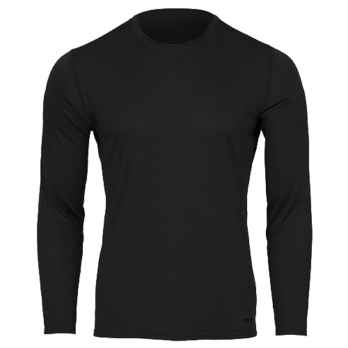 Hot Chillys Men's Peachskins Solid Crewneck Relaxed Fit Base Layer Top, Black, Large