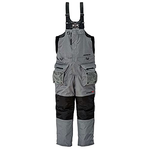 Striker Men's Hardwater Durable Windproof Water-Resistant Outdoor Ice Fishing Bib with Sureflote Flotation Technology, Gray/Black, Medium
