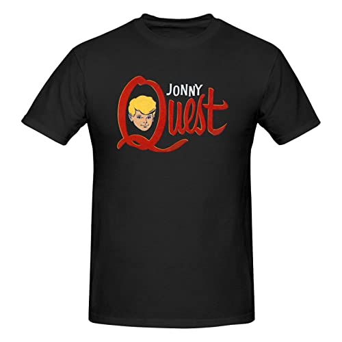 Jonny Music and Quest Fashionable and Comfortable Men's Short-Sleeved Shirts Round Neck T-Shirts Black XX-Large