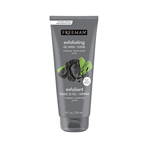 Freeman Polishing Charcoal & Black Sugar Facial Gel Mask, Purifies Skin, Not Over-Drying, Polishing Face Mask, Exfoliating, Removes Dead Skin, Cruelty-Free Skincare, 6 fl.oz./ 175 mL Tube
