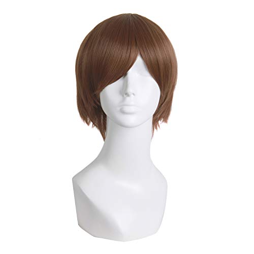 MapofBeauty Men's Short Straight Wig Cosplay Costume Wig (Light Brown)