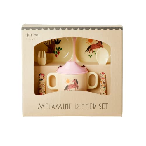 RICE - Melamine Baby Dinner Set in Gift Box Pink