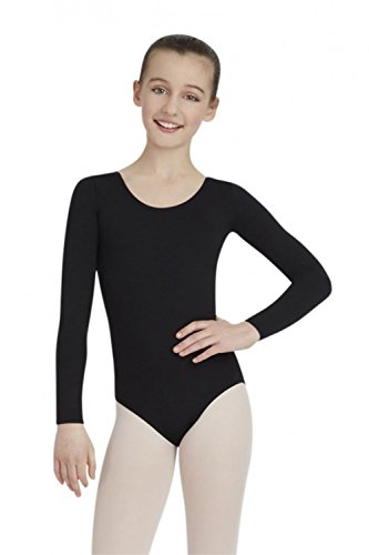 Capezio Little Girls' Team Basics Long Sleeve Leotard,Black,I ( 6-8)