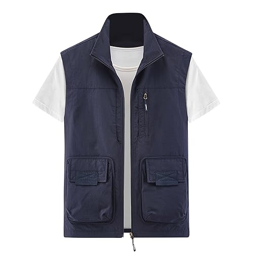Zeiyignr Men's Outdoor Fishing Vest Casual Work Sports Vests Hunting Hiking Travel Photo Cargo Vest Jacket with Multi Pockets