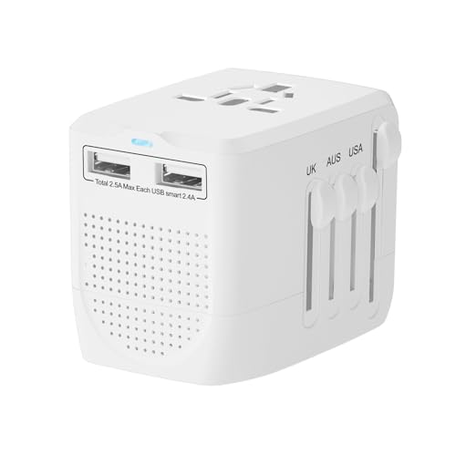 2000W Travel Voltage Converter with 2 USB Ports for Hair Straighteners, Curlers and Laptops, Travel Power Converter Adapter Combo, Step Down 220V to 110V for US/AUS/UK/EU Over 200 Other Countries