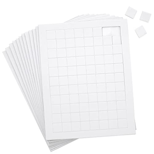Juvale 12 Pack Small White Adhesive Foam Squares 3D Effect for DIY Crafts, Decoration, Greeting Cards, Scrapbooking, Dual-Adhesive Mounts, Backing Dots (0.4 in, 1056 Pieces)