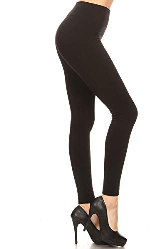 Leggings Depot High Waisted Warm Fleece Lined Leggings Women Tights (Black, One Size)