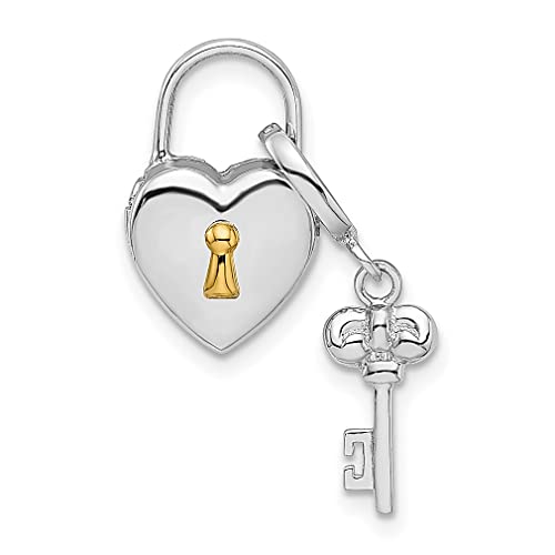 925 Sterling Silver Gold 10mm Heart Lock Key Hinge Personalized Photo Locket Necklace Charm Pendant Love With Fine Jewelry For Women Gifts For Her