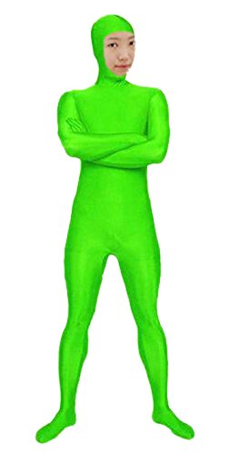 VSVO Spandex Open Face Full Bodysuit Zentai Suit for Adults and children (Large, Fluorescence Green)