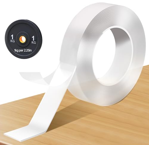 Yeefeoch Double Sided Tape Heavy Duty, mounting Picture Hanging Adhesive Strips, DIY Extra Large Nano Tape for Wall Water Proof/Weather Proof Double Sided Tape, T002 (M, 0.07 in*1.18 in*10 Feet)