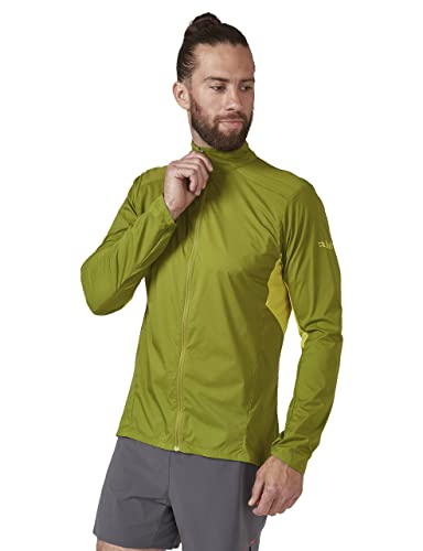 RAB Men's Windveil Ultralight Windproof Shell Jacket for Hiking, Trail Running, & Climbing - Aspen Green/Zest - Large