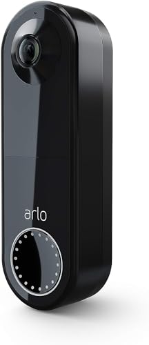 Arlo Essential Video Doorbell Wire-Free - HD Video, 180° View, Night Vision, 2 Way Audio, Direct to Wi-Fi No Hub Needed, Wire Free or Wired, Black - AVD2001B, 1 Count (Pack of 1)