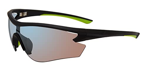 Steve Madden Women's Female Sunglasses Style Gabe Wrap, Black/Soft Lime/Rainbow Mirrored, 140mm, 128mm