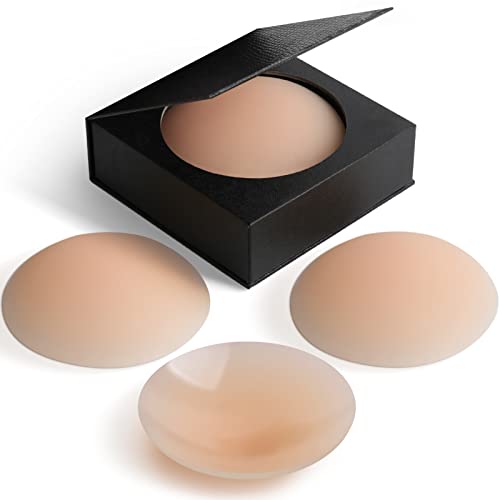BearKig 2-Pairs Nipple Cover, Nipple Pasties for Women, Pasties Nipple Covers, Nipple Covers for Women Reusable, Nipple Cover with Travel Box(Nude)
