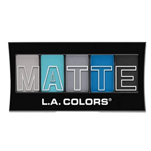 L.A. COLORS 5 Color Matte Eyeshadow, Blue Denim, 0.25 oz Powder