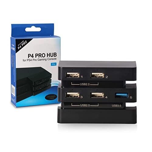 Cuifati USB 3.0 Hub for Ps4 Pro,High Speed 5-Port USB Hub 2.0 & 3.0 Expansion Hub Controller Adapter,High Speed Expansion Hub Charger Controller Adapter Connector for PS4 Pro Game Console
