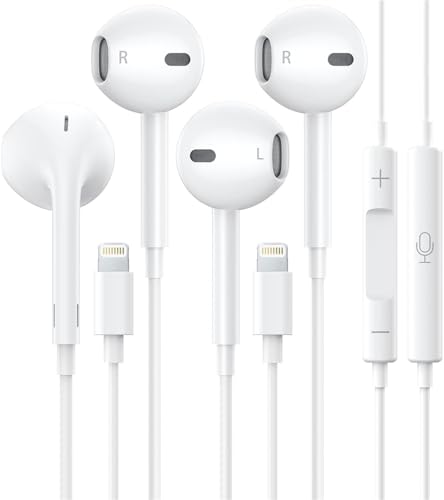 2 Packs-Apple Earbuds for iPhone Headphones Wired Lightning Earphones [Apple MFi Certified] Built-in Microphone & Volume Control Headsets Compatible with iPhone 14/13/12/11/XR/XS/X/8/7/SE/Pro/Pro Max