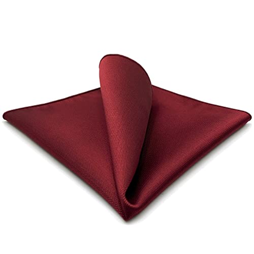 S&W SHLAX&WING Solid Color Red Burgundy Wedding Silk Matching Pocket Square Large