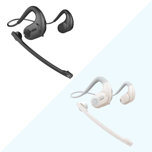 Giveet G9 Black + G9 Beige, Bluetooth 5.3 Headset w/Detachable Microphone, DSP Noise Cancelling Wireless Headset for Phone PC Laptop, Open Ear Headphones for Office Home Working Driving Running, 12H