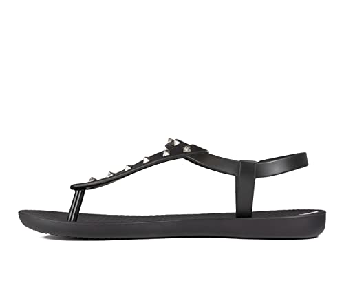 Ipanema Women's Class Rockstar Sandals - Comfortable and Trendy Studded Sandals for Women with Thong-Style Toe Post and Adjustable Ankle Strap Closure, Black/Lilac, 7