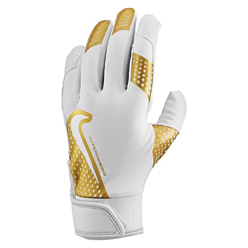Nike Youth Hyperdiamond 2.0 Batting Gloves White | Gold | White Medium