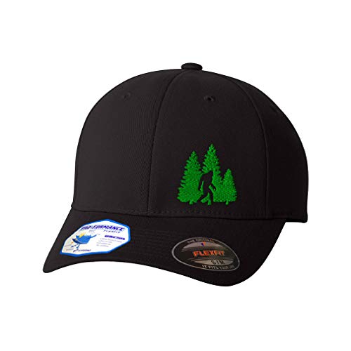 Flexfit Left Side Panel Woods Bigfoot A Embroidery Hats for Men & Women Polyester Black Large XLarge