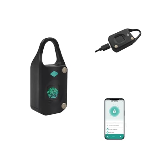Smart Fingerprint Padlock for Locker, Rechargeable Bluetooth Smart Locker Lock, Small Electronic Biometric Padlock for Gym locker, Suitcase, Backpack, Use with APP
