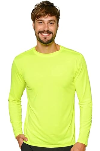 INGEAR Rash Guard Long Sleeve Swim Shirt for Men UPF 50+ Sun Protection, Quick Dry, Moisture Wicking, Light Weight, Long Sleeves Shirt for Outdoor Sports (Neon Yellow, X-Large)