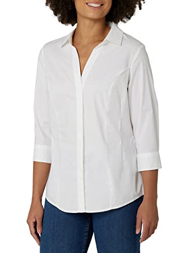 Riders by Lee Indigo womens Easy Care ¾ Sleeve Woven button down shirts, Arctic White, Large US