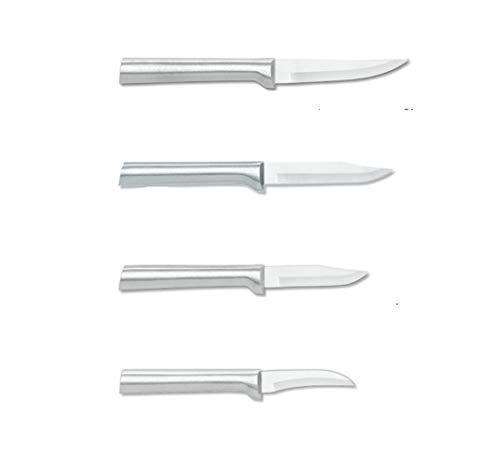 Rada Cutlery Paring Knives Starter Kit – 4 Piece Stainless Steel Knife Set With Brushed Aluminum Handles Made in the USA