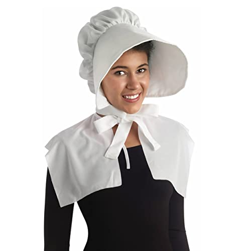 PMU Thanksgiving Party Costume Accessories Pilgrim Bonnet White Hat Party Costume for Women (1/Pkg) Pkg/1