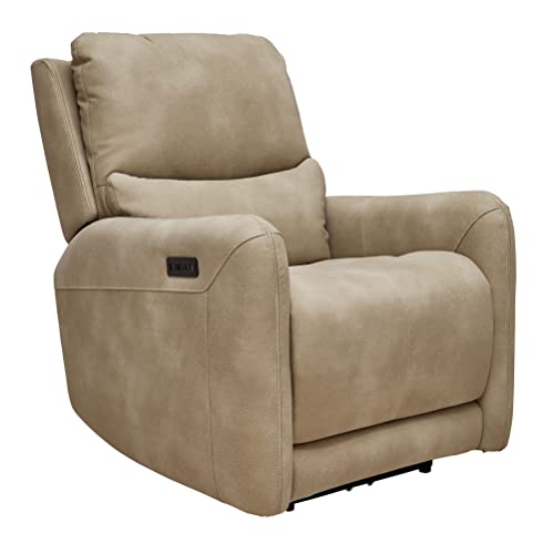 Signature Design by Ashley Next-Gen DuraPella Modern Faux Leather Zero Wall Power Recliner, Sand